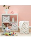 19.5" Laundry Basket Toy Organizer and Storage Hamper Tub for Girls with Dots in Pink White Lilac for Closet Bedroom Basket for Bankets Toys Nursery
