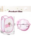 2 Pieces Mesh Pop-up Laundry Hamper Collapsible Laundry Basket with Handle and Pocket Foldable Portable Dirty Clothes Basket Elephant and Lamb Handy Mesh Hamper for Storage 18.9 x 11.02 Inch