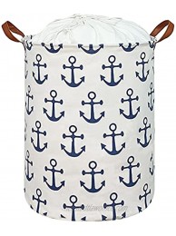 DDBASKET Large Laundry Basket with Lid Collapsible Toy Storage Bin Drawstring Baby Clothes Hamper with Handles for Kids,Boys and Girls,Nursery HamperBlue anchor