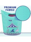 KMD Kids Laundry Hamper Collapsible Dirty Clothes Basket Pop Up Bin for Baby Nursery Boys and Girls Bedroom Decor Carousel