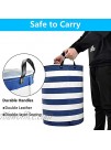 Large Nursery Laundry Basket BigXwell 22 inch Tall Baby Laundry Basket Collapsible Hamper with Easy Carry Extended Sturdy Handles Blue and White Thickened Canvas Kids Laundry Hamper for Storage