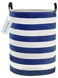 Large Nursery Laundry Basket BigXwell 22 inch Tall Baby Laundry Basket Collapsible Hamper with Easy Carry Extended Sturdy Handles Blue and White Thickened Canvas Kids Laundry Hamper for Storage