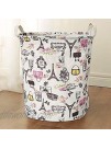 Large Storage Basket Waterproof Organizer Bin Paris Laundry Hampers Convenient Baby Nursery Hamper for Kids Girls Pink