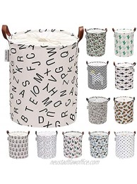 Sea Team Letter Pattern Laundry Hamper Canvas Fabric Laundry Basket Collapsible Storage Bin with PU Leather Handles and Drawstring Closure 19.7 by 15.7 inches Black