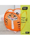 Smart Design Kids Pop Up Organizer with Animal Print VentilAir Mesh Netting for Toddlers Baby Clothes Plushies & Toys Home Organization Cube 10.5 x 11 Inch [Orange Tiger]