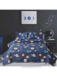 3 Pieces Kid's Galaxy Outer Space Zodiac Planets Bedspread Coverlet Set Fullor Queen Size,Universe Science Illustration Quilt Lightweight Bedding Sets for Boys Girls Children Full Queen,Multicolor