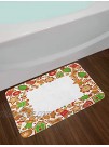 Ambesonne Christmas Bath Mat Taste of Xmas Season Frame with Gingerbread Cookies and Biscuits Plush Bathroom Decor Mat with Non Slip Backing 29.5" X 17.5" Green Brown