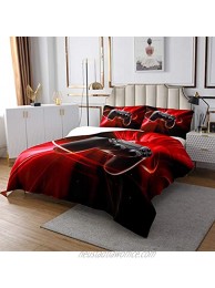 Boys Games Room Bedspread Red Black Novelty Sci-Fi Style Gaming Coverlet Set,For Bedroom Video Game Gamepad Quilted Coverlet Kids Girls Teens Modern Gamer Game Controller Bedspread Quilt Set,Twin