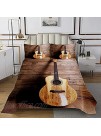 Feelyou Girls Guitar Bedspread Music Themed Quilted Coverlet for Kids Children Retro Musical Pattern Coverlet Set Brown Wood Grain Quilted Bedroom Decor Bedding Collection 3Pcs Queen Size