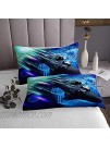 Gamepad Lightweight Bedspread Boys Video Game Coverlet for Kids Teens Youth Galaxy Gaming Controller Quilt Set Games Blue Hexagon Geometric Decor Bed Cover with 1 Pillowcase 2Pcs Bedding Twin
