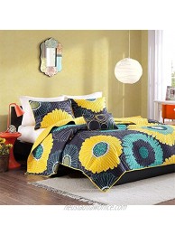 MI ZONE Cozy Quilt Set Casual Modern Vibrant Color Design All Season Teen Bedding Coverlet Bedspread Decorative Pillow Girls Bedroom Décor Full Queen Yellow