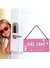 12 x 6 Inch Waterproof Girl Cave Sign PVC Plastic Door Sign Cute Hanging Sign Kids Room Signs for Door Signs Decor for Bedroom