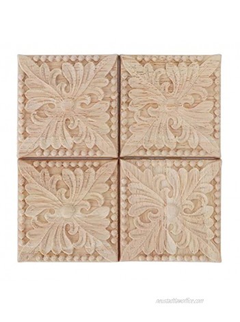 4Pcs Wooden Carved Onlay Applique Wooden AppliquÃƒs for Wall Unpainted Door Cabinet Wardrobe Home Furniture Decor European Style Crafts 2.36x2.36inch