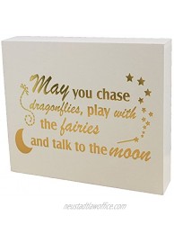 JennyGems May You Chase Dragonflies Play with The Fairies and Talk to The Moon | Nursery Room Decor | Fairies Sign | Motivational Signs