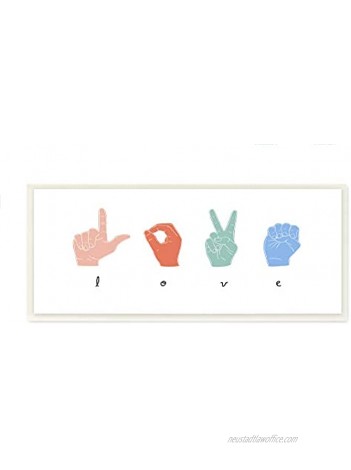 Stupell Industries Sign Language Love Hands Wall Plaque 7 x 17 Design by Artist Emma Scarvey