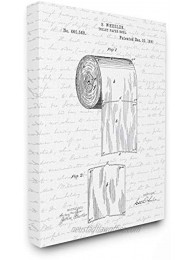 Stupell Industries Toilet Paper Roll Patent Black and White Bathroom Design by Artist Lettered and Lined Wall Art 24 x 30 Canvas