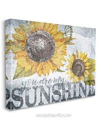 Stupell Industries You are My Sunshine Quote Distressed Sunflower Design Wall Art 24 x 30 Grey