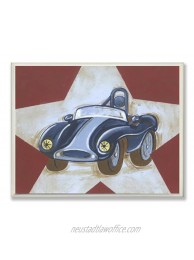 The Kids Room by Stupell Blue Car on White Star and Red Background Rectangle Wall Plaque