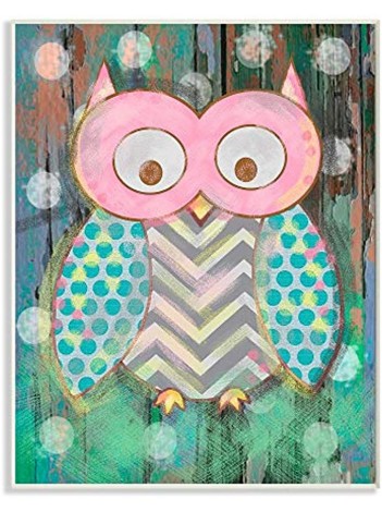 The Kids Room by Stupell Canvas Wall Art 10x15 Multi Color Distressed Woodland Owl