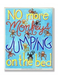 The Kids Room by Stupell No More Monkeys Jumping On The Bed Rectangle Wall Plaque 11 x 0.5 x 15 Proudly Made in USA