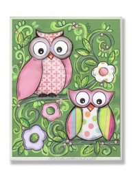 The Kids Room by Stupell Pair of Owls with Green Floral Background Rectangle Wall Plaque