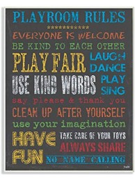 The Kids Room by Stupell Rainbow Chalkboard Playroom Rules Rectangle Wall Plaque 11 x 0.5 x 15 Proudly Made in USA