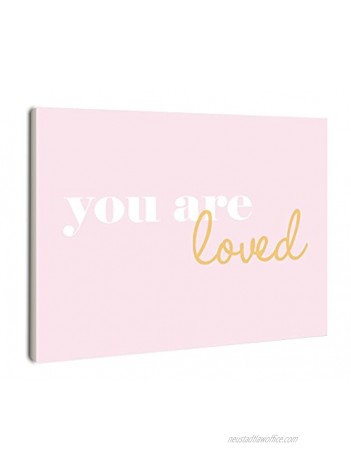 The Kids Room by Stupell You are Loved On Pink Background Rectangle Wall Plaque 11 x 0.5 x 15 Proudly Made in USA