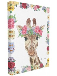 The Stupell Home Decor Collection Flower Friends Giraffe Stretched Canvas Wall Art Multicolor