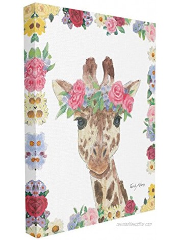 The Stupell Home Decor Collection Flower Friends Giraffe Stretched Canvas Wall Art Multicolor