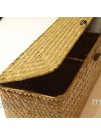 3 Grids Hand-Woven Water Hyacinth Baskets With Lid Straw Storage Basket yellow