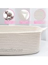 ABenkle Rope Storage Basket 13.5''x 10''x 5'' Cotton Woven Storage Bins Cube Soft Baskets with Handles Decorative Shelves Closet Organizing Baskets for Nursery Laundry Bedroom BathroomWhite