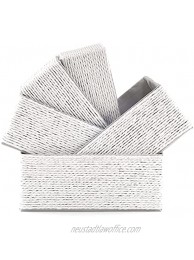 Acrola 5-Pack Decorative Storage Baskets Stackable Woven Basket Paper Rope Bin with Fabric Liner Organizing Baskets for Makeup Closet Bathroom Bedroom Cream White