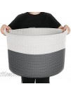 Alotpower XXXLarge Cotton Rope Basket Woven Baby Laundry Basket Storage Nursery Bin Thread Laundry Hamper with Handles for Toy Comforter Cushion White Grey 21.7" x 21.7" x 13.8"