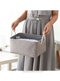 Basket Rope Storage Baskets Flax Organizer Waterproof with Handles 12 x 8 x 5 Inches Basket for Baby Blanket Kids Toy Nursery Laundry Basket Gray