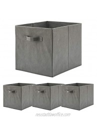 BeigeSwan Foldable Fabric Storage Bin [Set of 4] Collapsible Containers Cubes Boxes Organizer 13 x 15 x 13 inches Gray