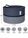 Celebraby Extra Large Cotton Rope Basket 22 x 22 x 14 Woven Storage Baskets for Blanket Nursery Living Room Baby & Kids Toys Home Decor – Navy Blue Natural Laundry Hamper with Sturdy Handles