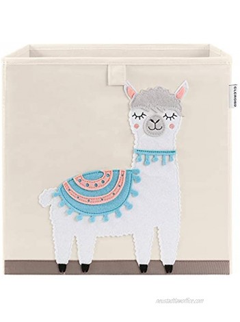 CLCROBD Foldable Animal Cube Storage Bins Fabric Toy Box Chest Organizer for Kids Nursery 13 inch Llama