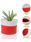 Cotton Rope Plant Basket for 10” x 8” Flower Pot – Woven Red and White Multifunctional Basket for Home Décor and Storage by Eximius Power
