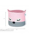 Cute Cotton Rope Storage Baskets Pink Fox Woven Baby Laundry Basket for Nursery Stuffed Animal Toy Storage Bin for Kids Rooms Large Decorative Baby Hamper Basket for Organizing Baby Shower