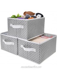 GRANNY SAYS Kid’s Fabric Storage Bin Toy Storage Basket Nursery Storage Box Closet Organizer Bins Medium Gray Beige 3-Pack