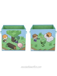 Jay Franco Minecraft Life 2 Pack Collapsible Cube Storage Bins – Kids Foldable Organizer with Handles Official Minecraft Product