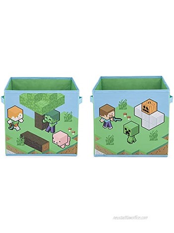 Jay Franco Minecraft Life 2 Pack Collapsible Cube Storage Bins – Kids Foldable Organizer with Handles Official Minecraft Product