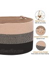 KAKAMAY Large Blanket Basket 20"x13",Woven Rope Baskets for storage Baby Laundry Hamper，Cotton Rope Blanket Basket for Living Room  Laundry Nursery Pillows,Baby Toy chest（Jute Black）