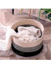 KAKAMAY Large Blanket Basket 20"x13",Woven Rope Baskets for storage Baby Laundry Hamper，Cotton Rope Blanket Basket for Living Room  Laundry Nursery Pillows,Baby Toy chest（Jute Black）