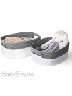 LA JOLIE MUSE Large Cotton Rope Storage Basket Set of 2 Natural and Safe For Baby Kids Nursery Two-Tone Woven Decorative Baskets White & Gray 17”+15” Inch
