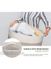 Large Cotton Rope Basket 22" x 22" X 14" Blanket Storage Basket Woven Baby Laundry Basket with Built-in Handles for Blanket Storage Nursery Basket Soft Storage Bins White & Brown