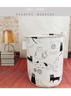LEELI laundry Hamper with Handles-Collapsible Canvas Basket for Storage Bin,Kids Room,Home Organizer,Nursery Storage,Baby Hamper,19.7×15.7kitty