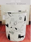 LEELI laundry Hamper with Handles-Collapsible Canvas Basket for Storage Bin,Kids Room,Home Organizer,Nursery Storage,Baby Hamper,19.7×15.7kitty
