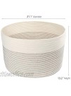 LotFancy XXXL Cotton Rope Storage Basket with Handles 21 X 21 X 13’’ Large Woven Toy Basket for Baby Living Room Bathroom Laundry Bedroom Nursery Blanket Holder