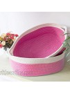MDCGFOD 2pack Cotton Rope Basket with Handles Cute Pink Rope Basket Room Storage Baskets are Ideal for Toy Baskets Baby Laundry Baskets Small Baskets and Nursery Baskets 15"x 11" x 5" Pink